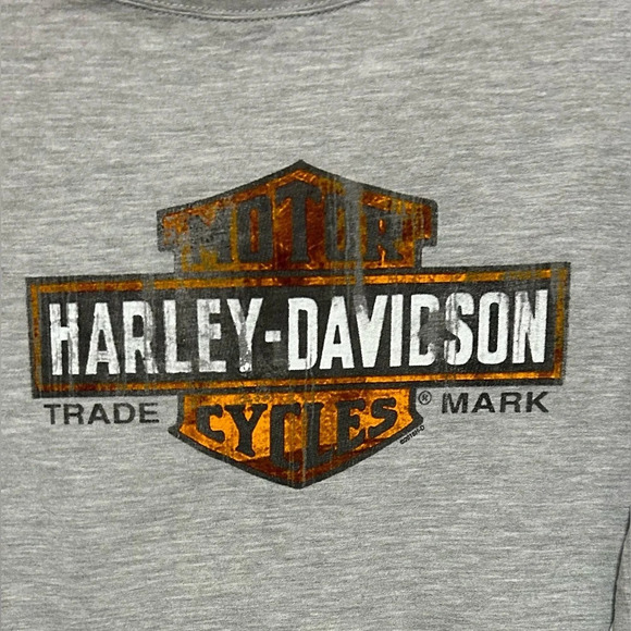 Harley-Davidson® Women's Distressed Elongated B&S Long Sleeve, Gray Size 2X - Picture 7 of 9